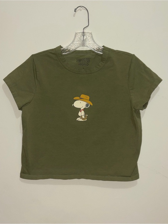 Peanuts Tops - Peanuts Hybrid Snoopy Cowboy Graphic Crop Top Womens Size Large